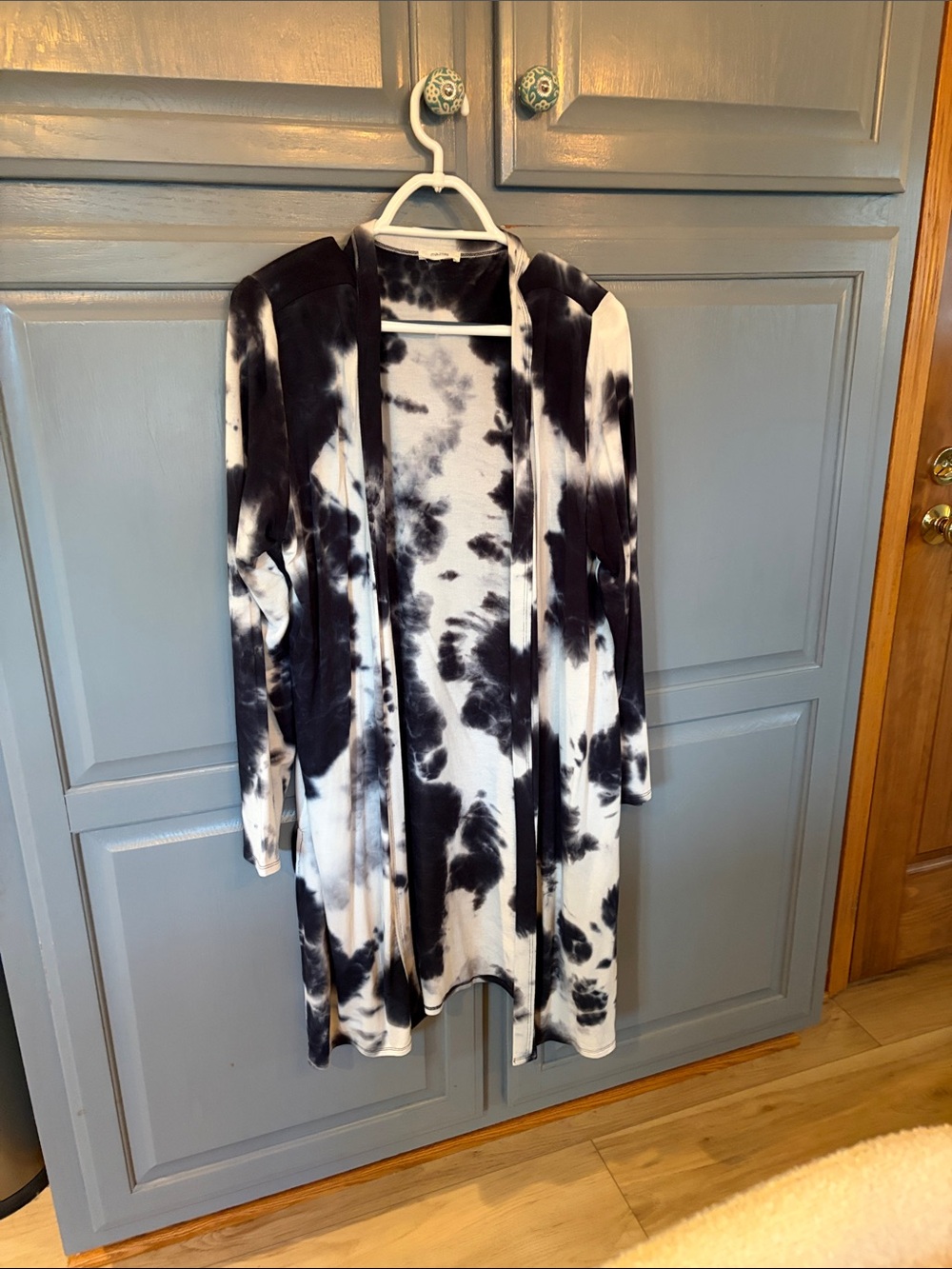 Maurices Black & White Tie-Dye Open Cardigan